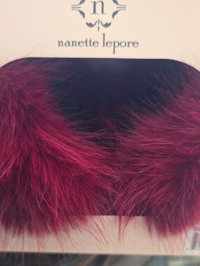 NANETTE LEPORE BRAND Women's Burgundy Faux Fur Pom Pom Ear Muffs Accessory